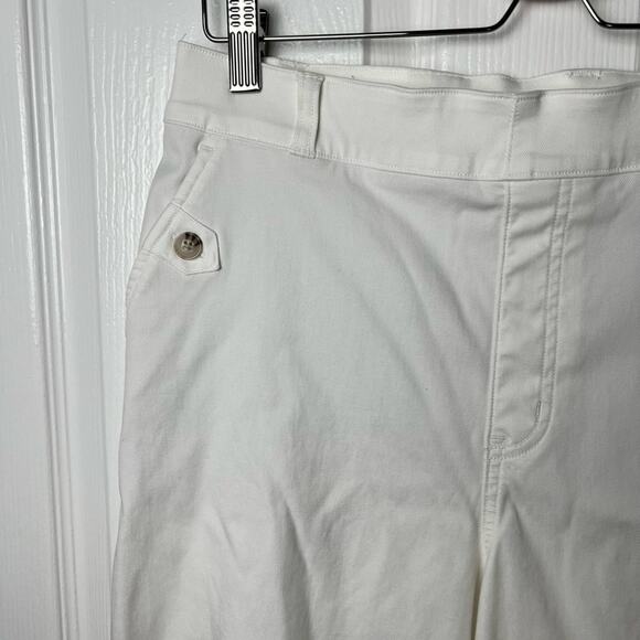 Spanx White High Rise Stretch Twill Cropped Wide Leg Button Pull On Pant XL - Picture 4 of 10